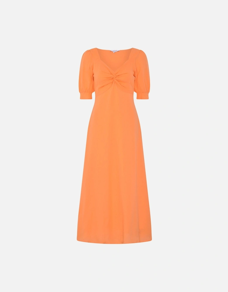 Bluebell Floral Knot Front Dress in Orange