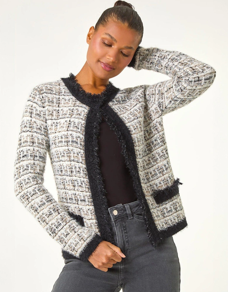 Textured Pattern Pocket Detail Cardigan - Ivory