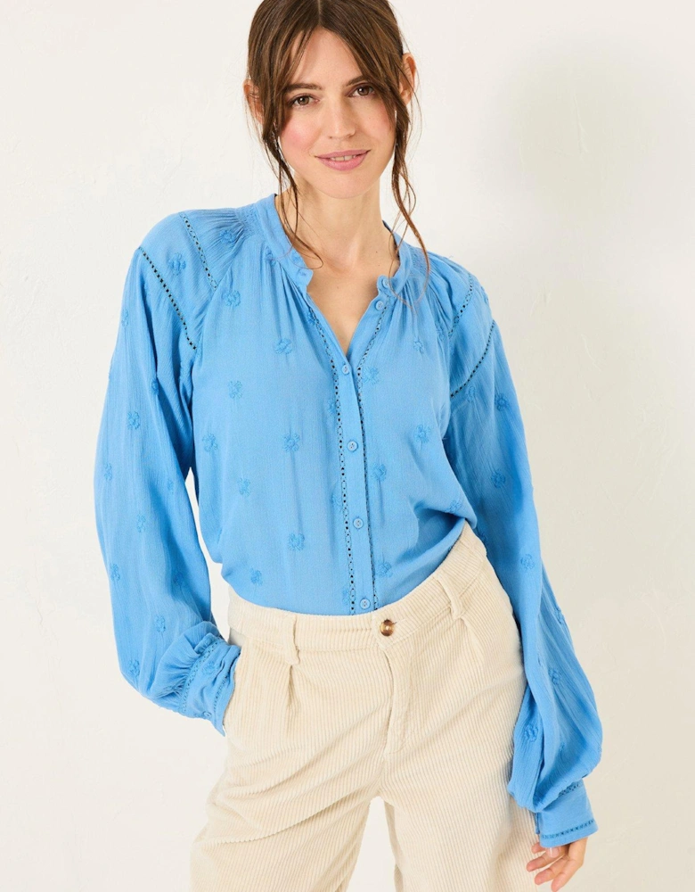 Orla Embroidered Blouse - Blue