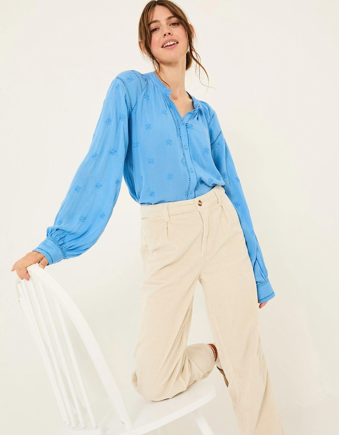 Orla Embroidered Blouse - Blue