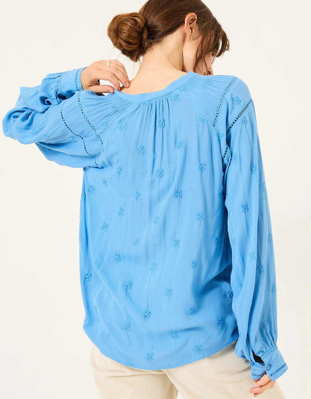 Orla Embroidered Blouse - Blue