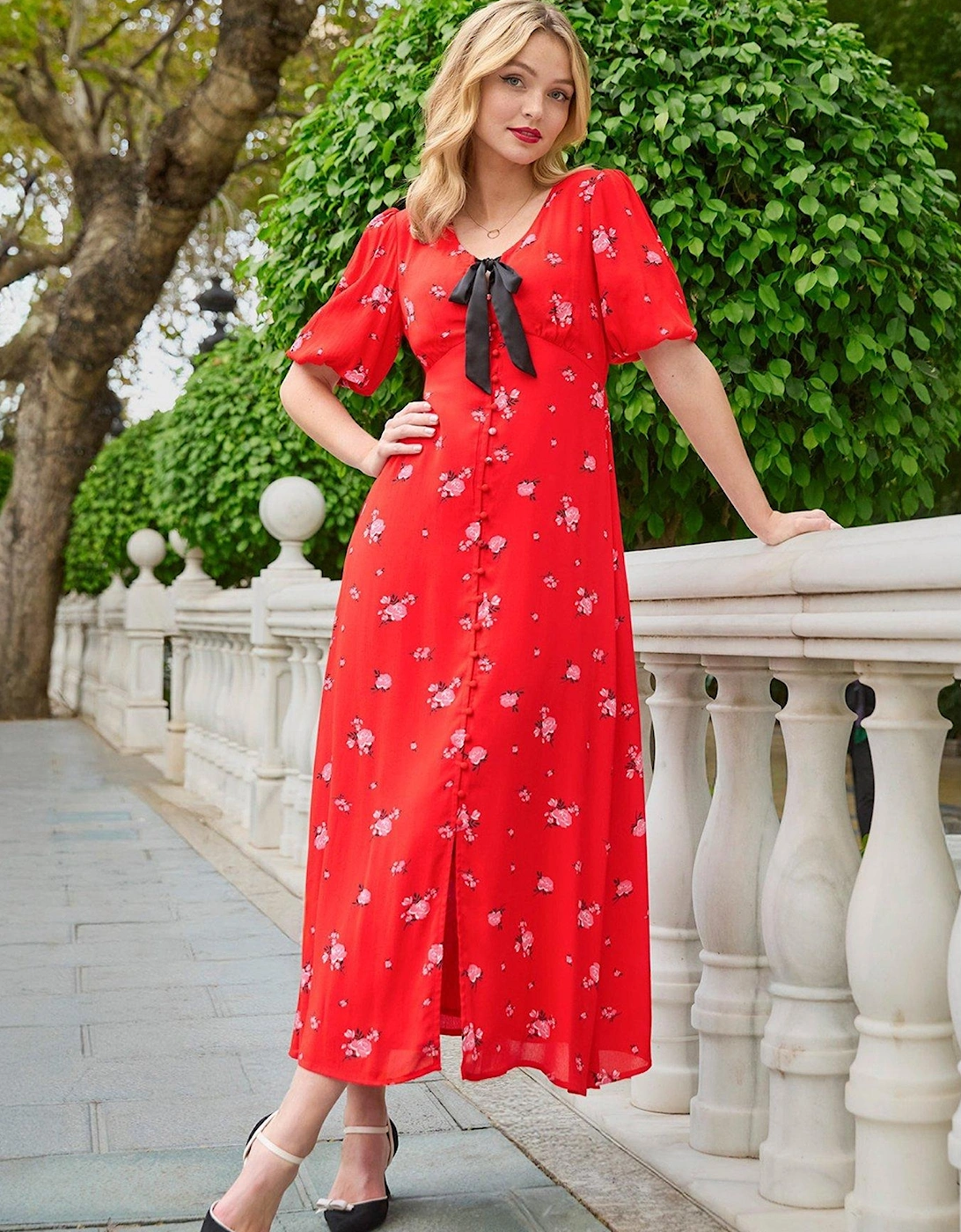 Audrey Floral Maxi Dress - Red, 2 of 1