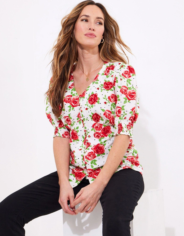 Rebecca Roses Vintage Blouse - Red