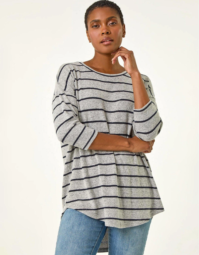 Stripe Jersey Knit Top - Grey