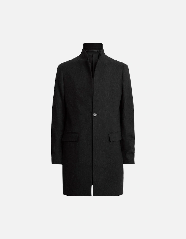 Wixx Pinstripe Wool Overcoat - Black