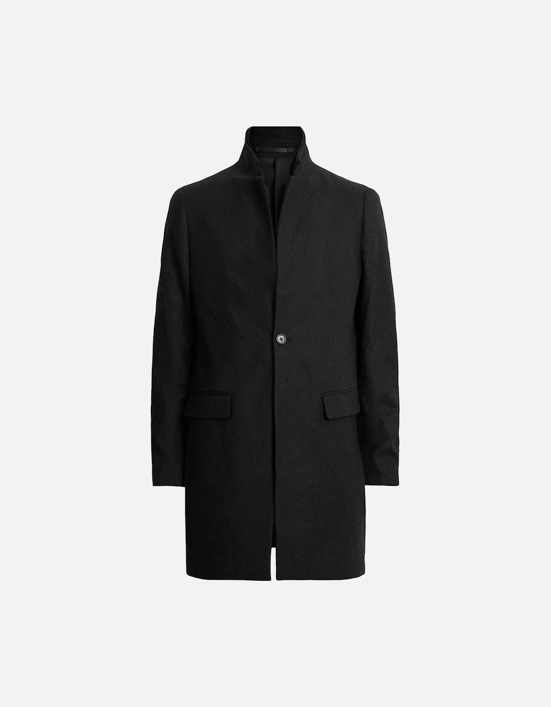 Wixx Pinstripe Wool Overcoat - Black