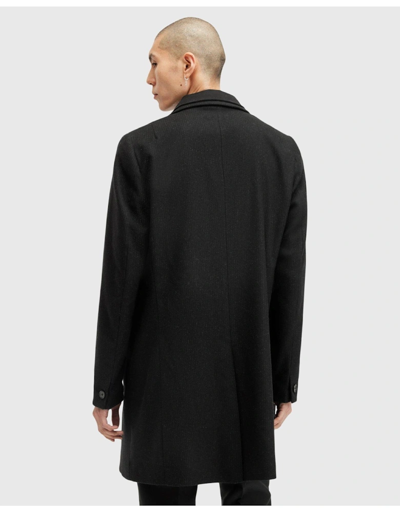 Wixx Pinstripe Wool Overcoat - Black