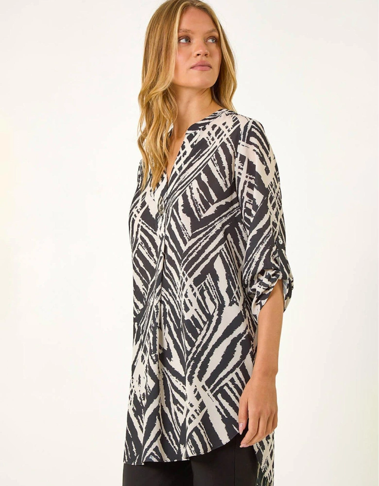 Abstract Button Detail Tunic - Ivory