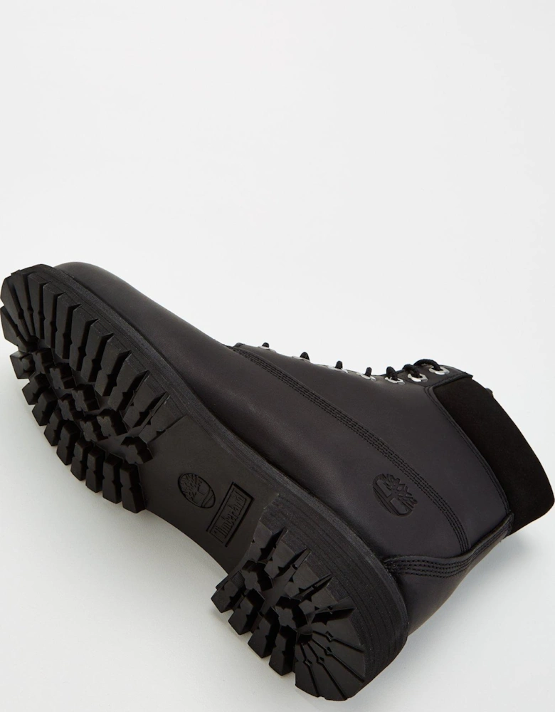 Premium 6 Inch Waterproof Leather Lace Up Boots - Black