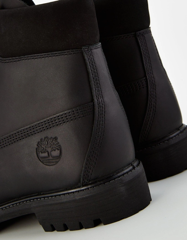 Premium 6 Inch Waterproof Leather Lace Up Boots - Black