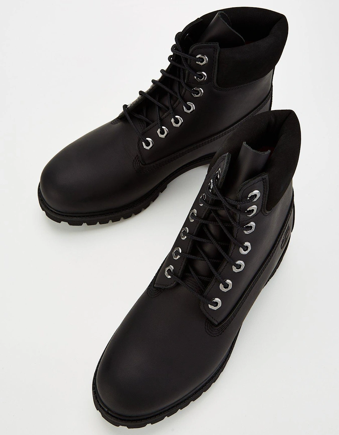 Premium 6 Inch Waterproof Leather Lace Up Boots - Black