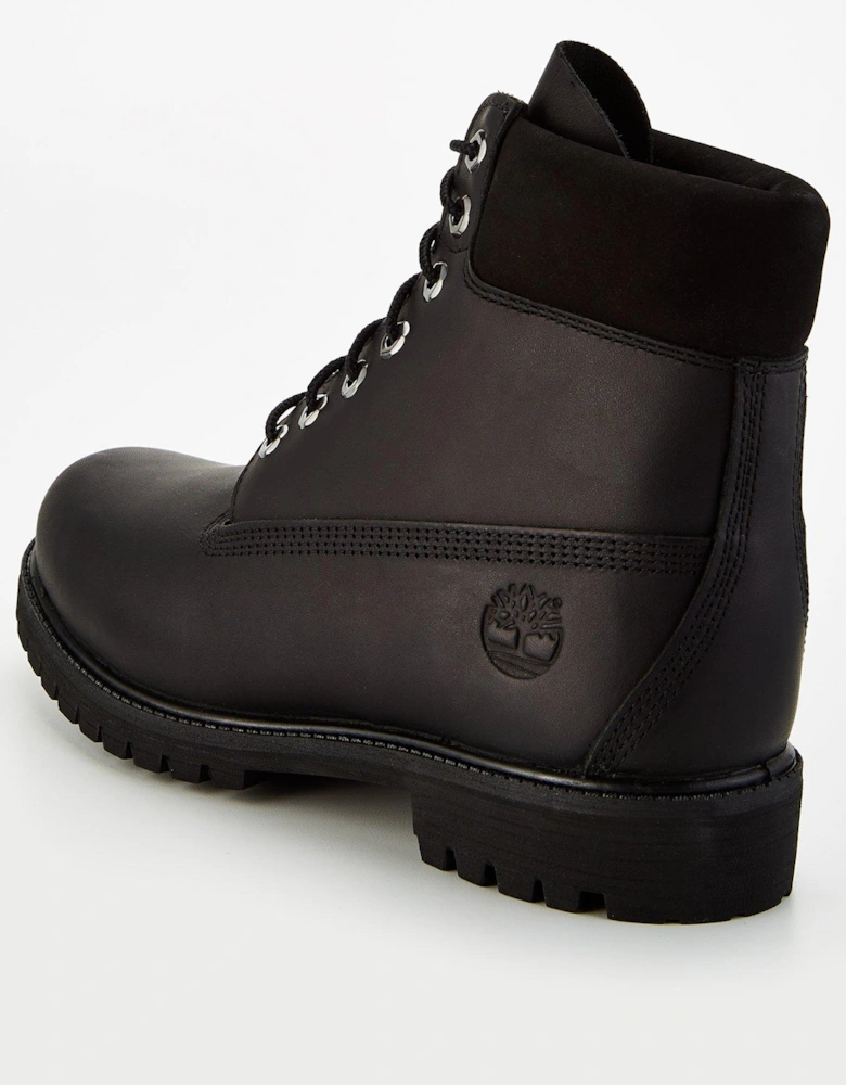 Premium 6 Inch Waterproof Leather Lace Up Boots - Black