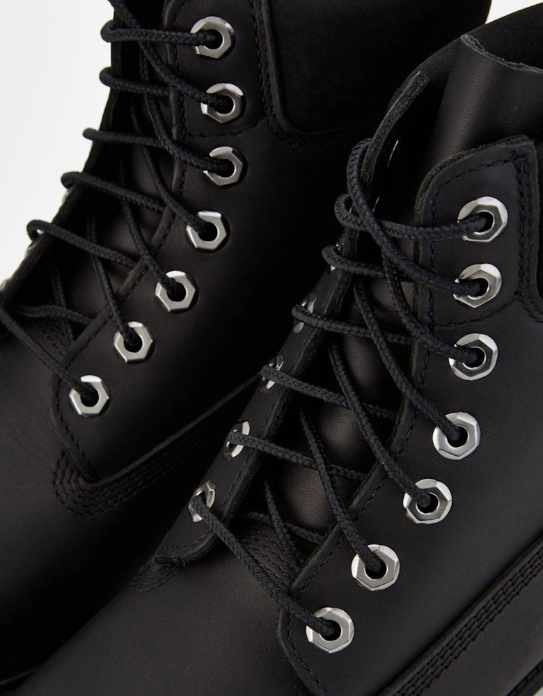 Premium 6 Inch Waterproof Leather Lace Up Boots - Black