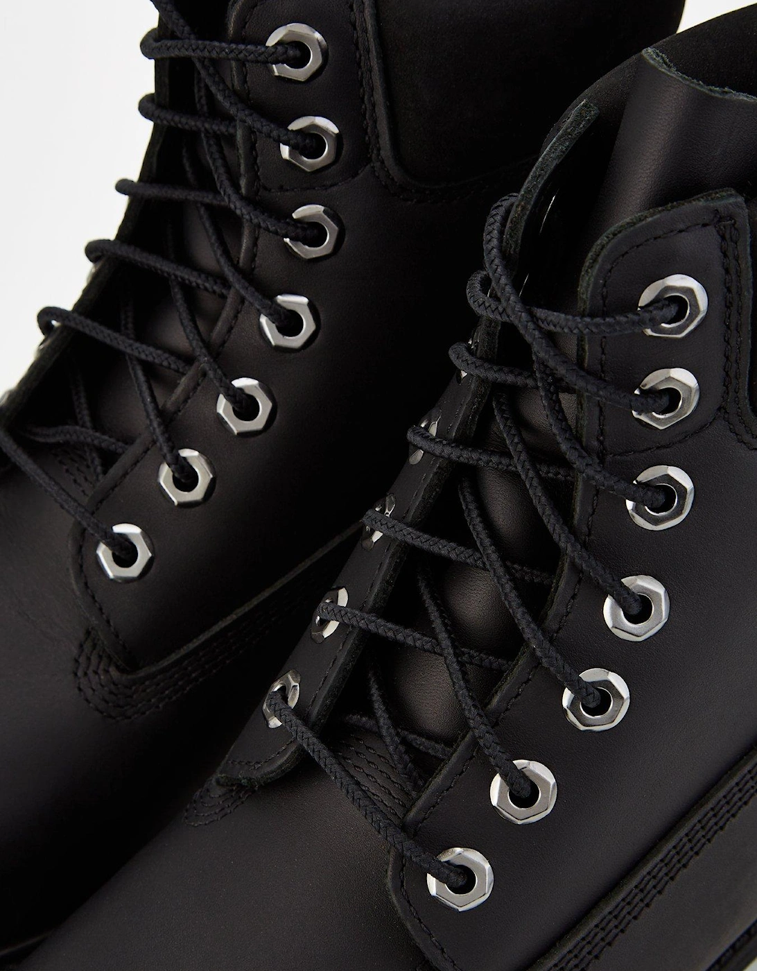 Premium 6 Inch Waterproof Leather Lace Up Boots - Black