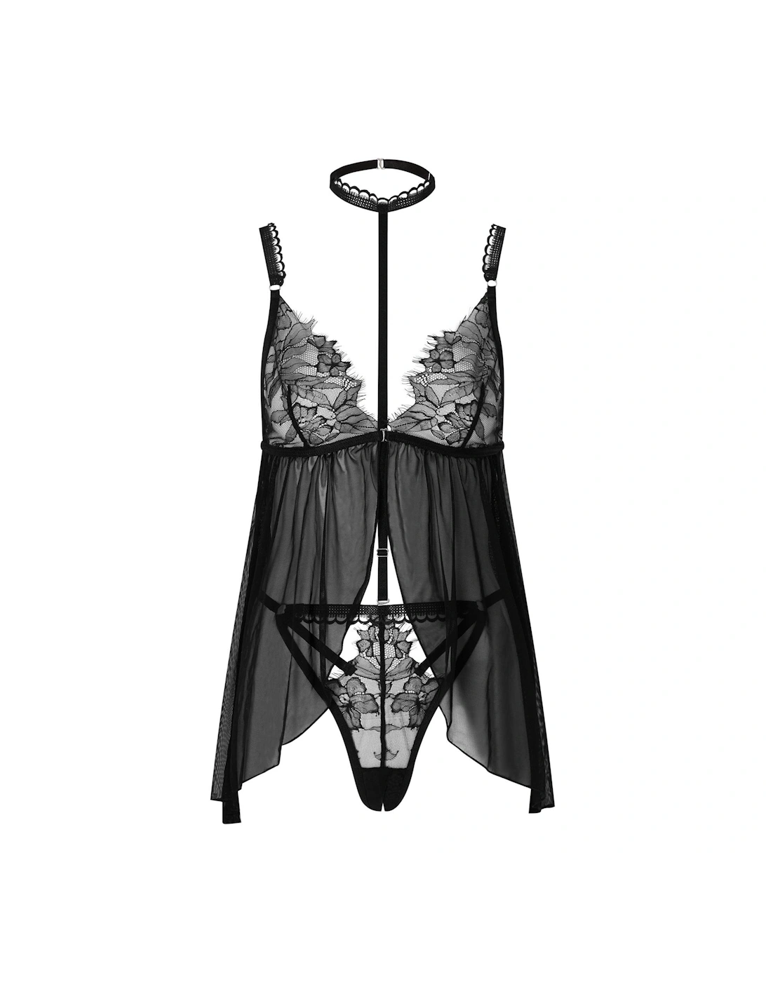 Loveable Touch Crotchless Babydoll - Black