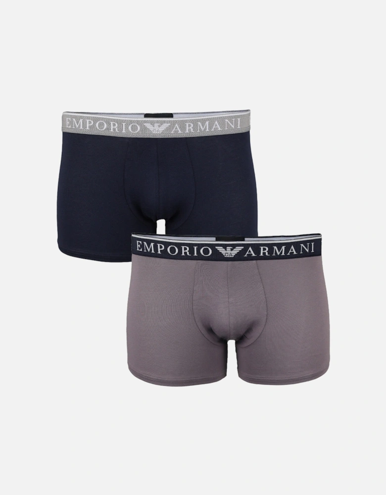 2-Pack Endurance Boxer Trunks, Armani Blue/Shark