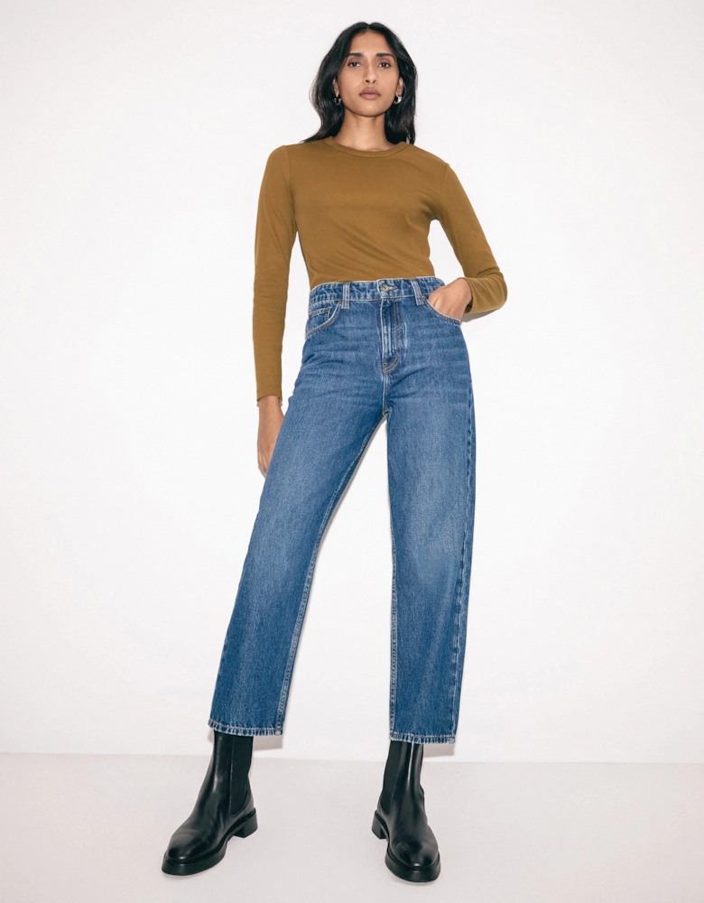 Delmont Cropped Tapered Jean | Blue