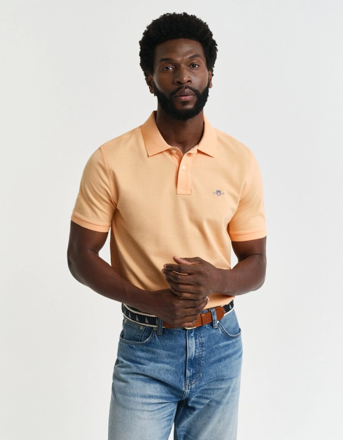 Gant Mens Regular Fit Short Sleeve Shield Logo Pique Polo - Tan - Size xl - Love the Sales