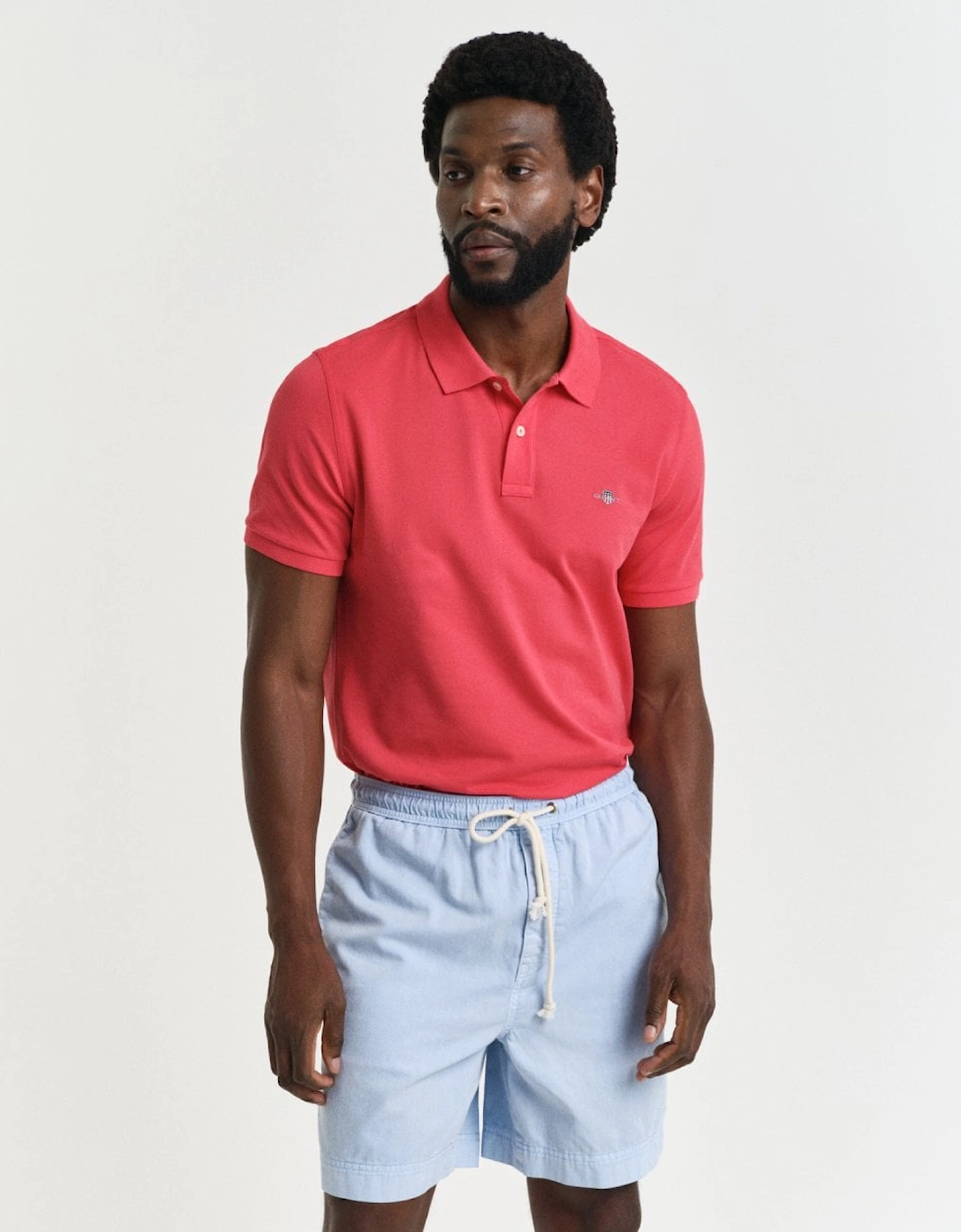Gant Men's Red Regular Fit Short Sleeve Shield Logo Pique Polo - - : 42/Regular Xl