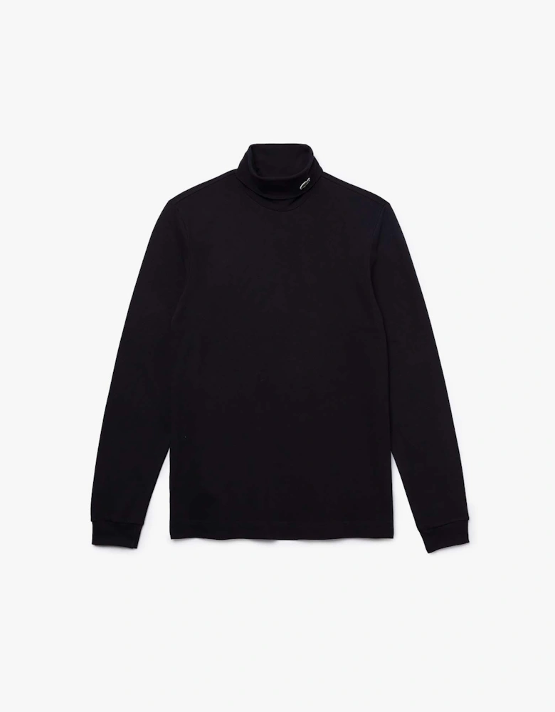 Long Sleeved Piqué Roll Neck T-Shirt