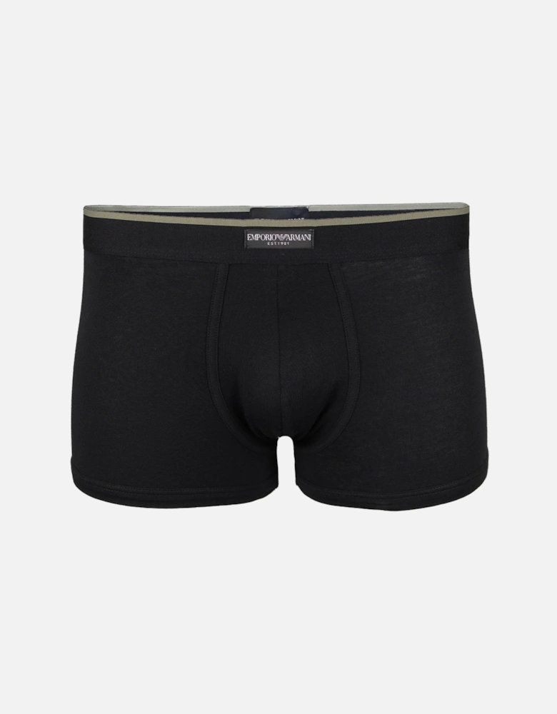 2-Pack Logo Label Boxer Trunks, Black/Vetiver