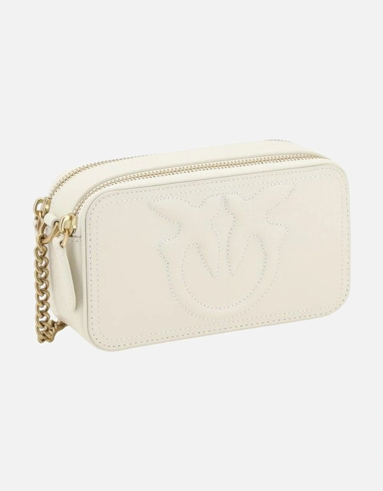 Leather Shoulder Bag with Chain Strap Women - White