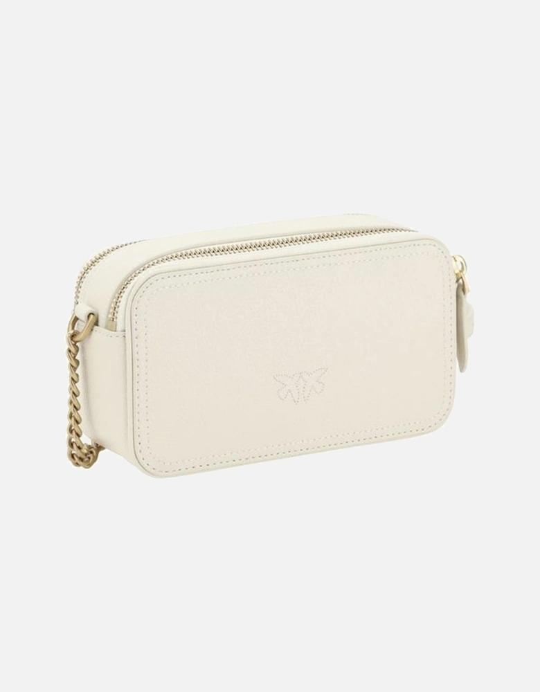 Leather Shoulder Bag with Chain Strap Women - White