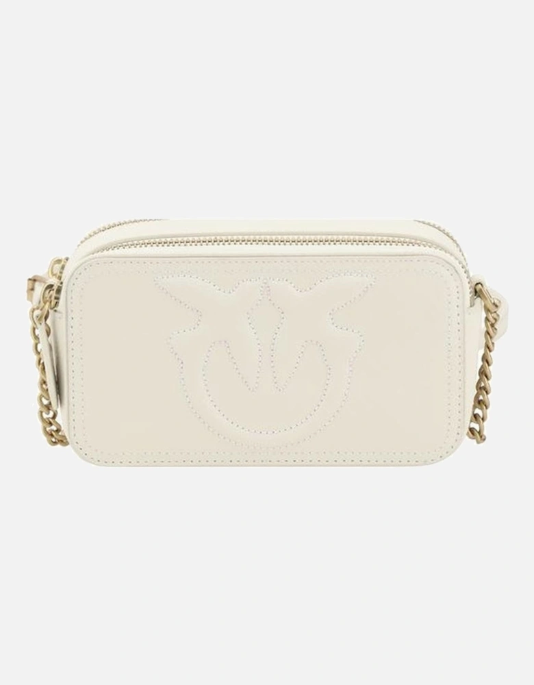 Leather Shoulder Bag with Chain Strap Women - White