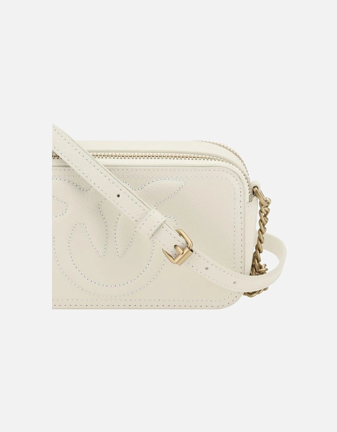 Leather Shoulder Bag with Chain Strap Women - White