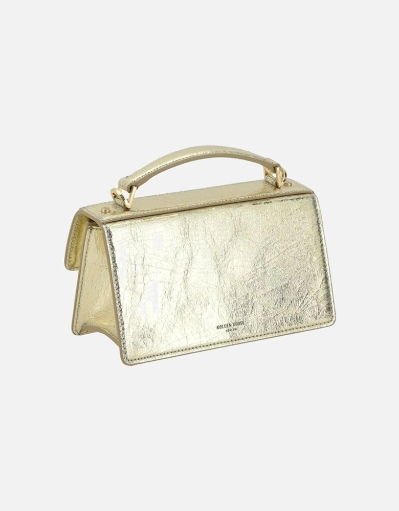 Laminated Leather Shoulder Bag with Buckle Flap Women - Gold