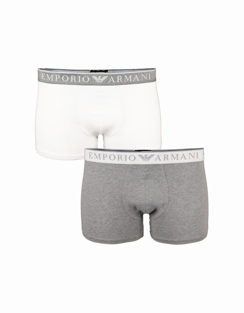 2-Pack Endurance Boxer Trunks, Grey/White