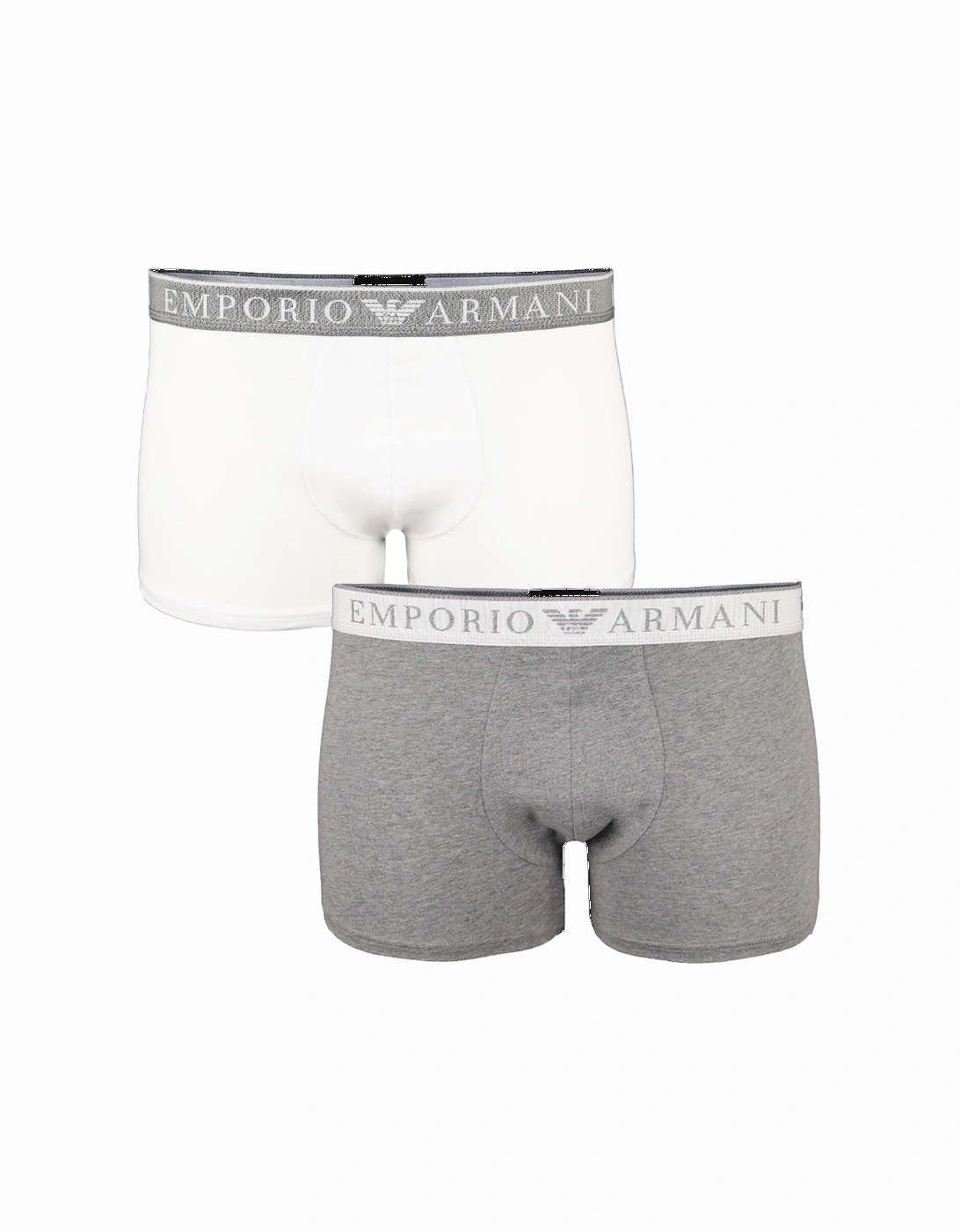 Emporio Armani Men's 2-Pack Endurance Boxer Trunks, Grey/White - White/Grey - Size: 32/33/32
