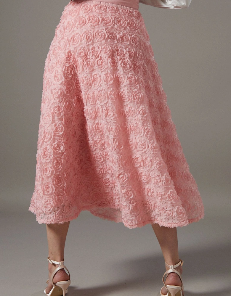 3D Flower Midi Skirt