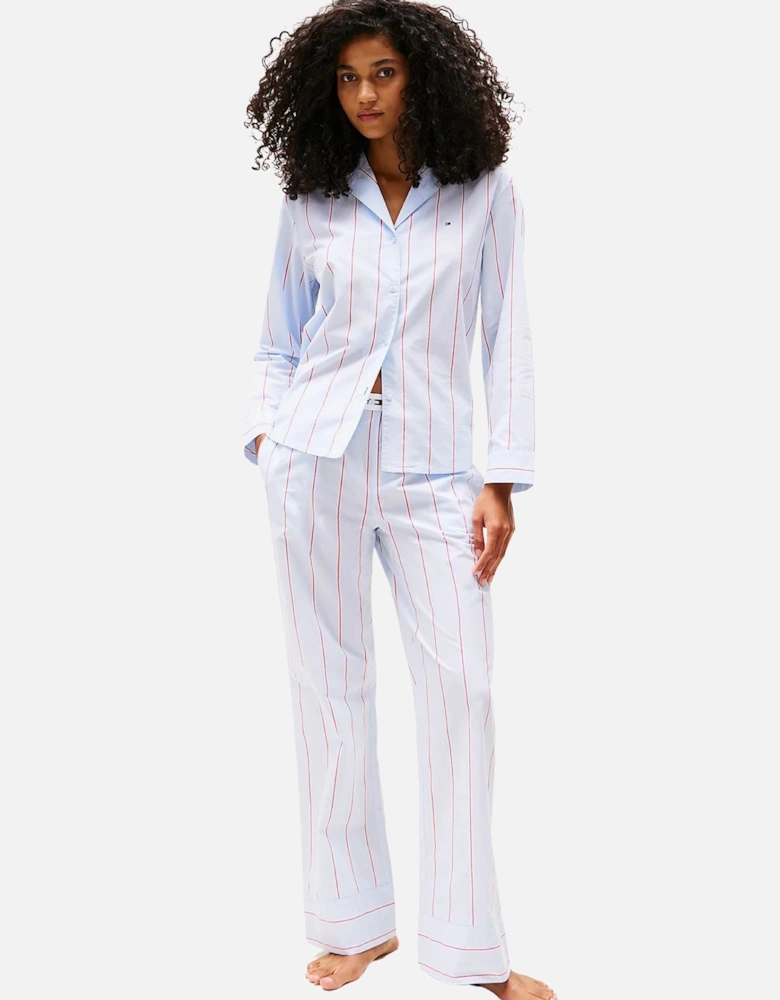 Heritage Stripe Woven Poplin Pyjama Shirt, Sweet Blue