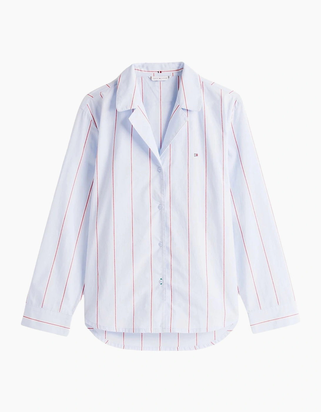 Tommy Hilfiger Women's Heritage Stripe Woven Poplin Pyjama Shirt, Sweet Blue - Size: 10