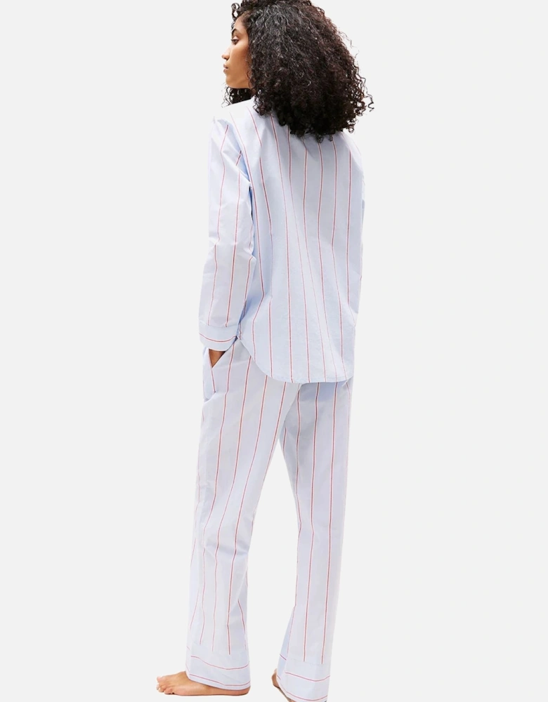 Heritage Stripe Woven Poplin Pyjama Shirt, Sweet Blue