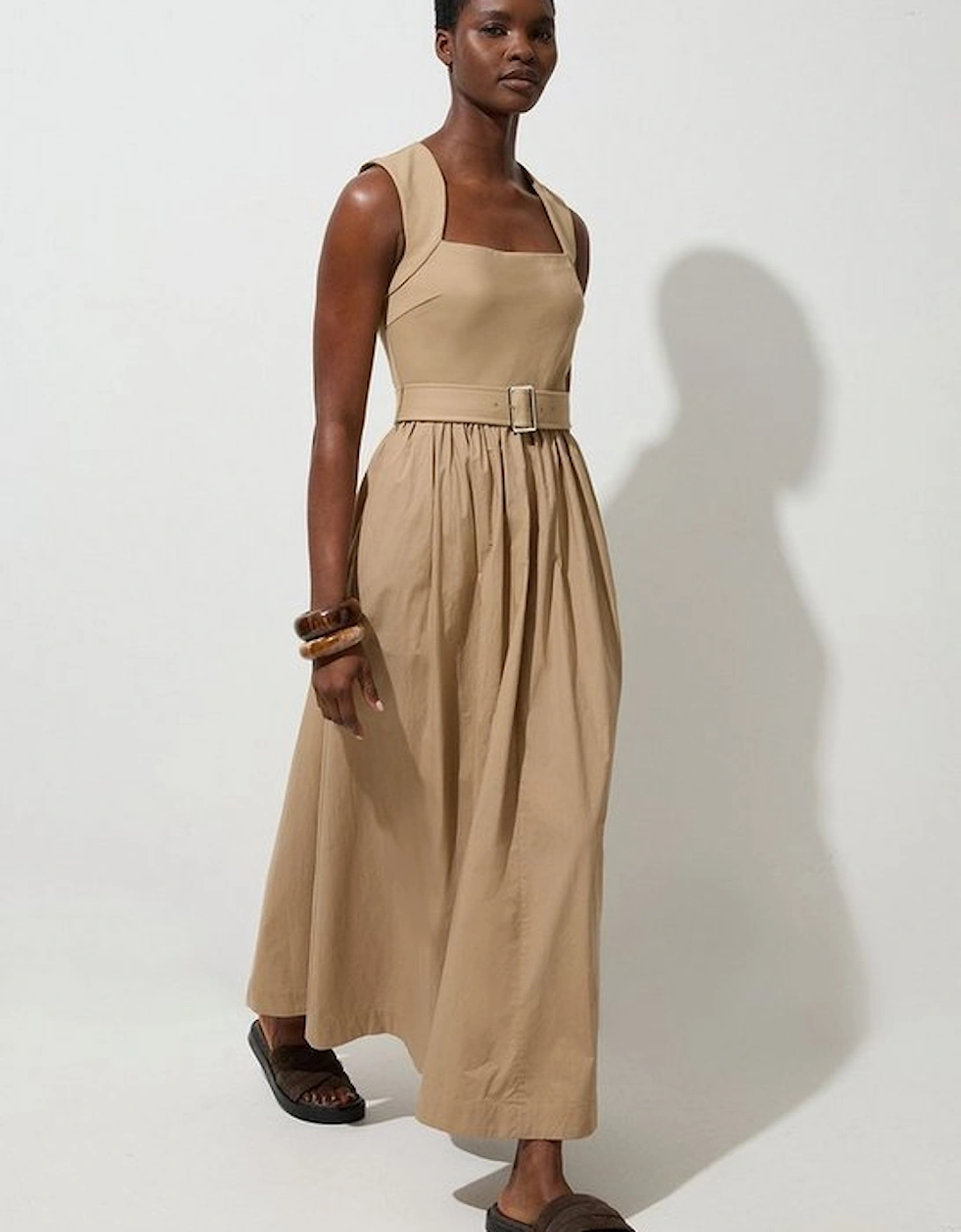 Petite Scoop Neck Jersey Cotton Mix Maxi Dress