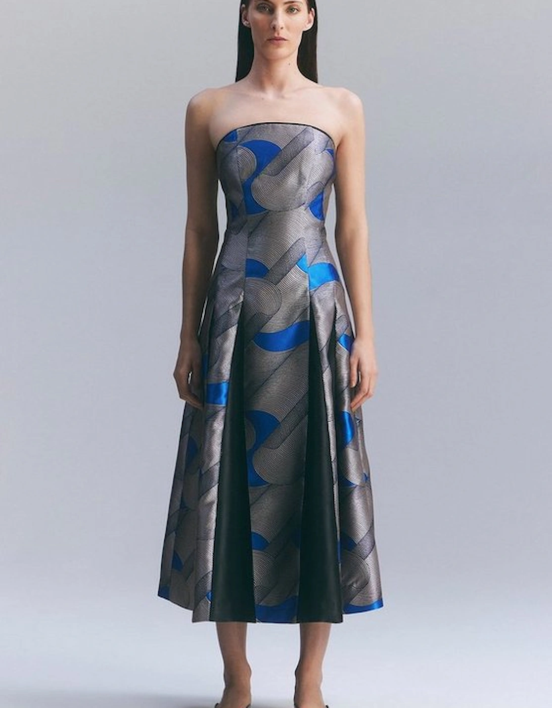 Amelia Graham Printed Tailored Bandeau Prom Dress