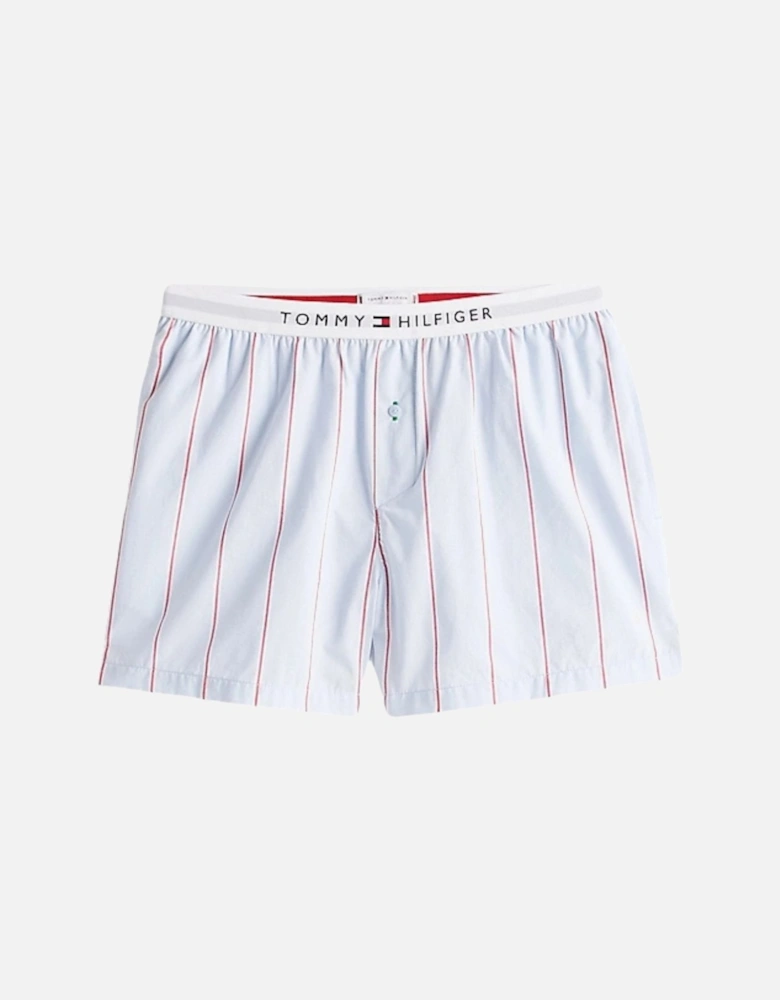 Heritage Stripe Woven Poplin Pyjama Shorts, Sweet Blue