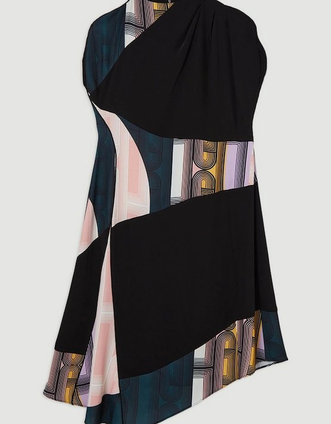 Amelia Graham Plus Size Soft Tailored Colour Block Printed Midi Dress