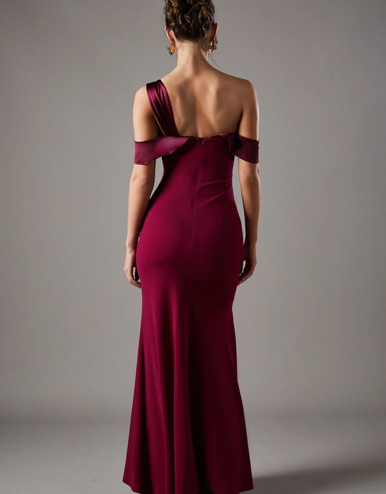 Bardot Maxi Dress With Satin Trim