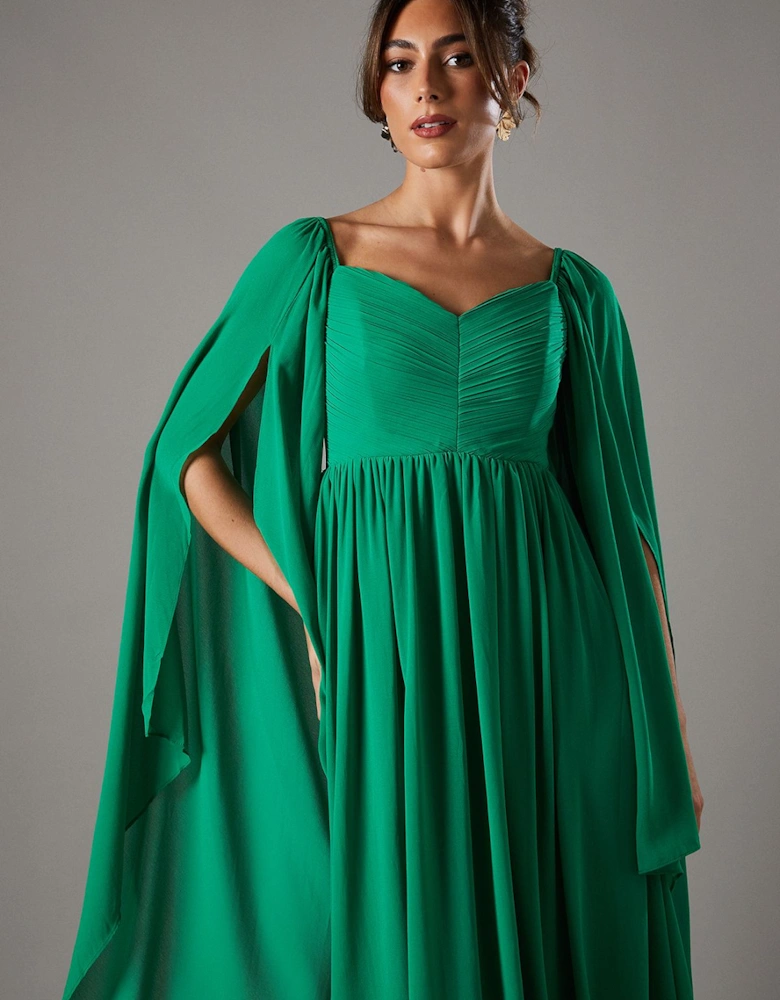 Bardot Maxi Dress With Cape