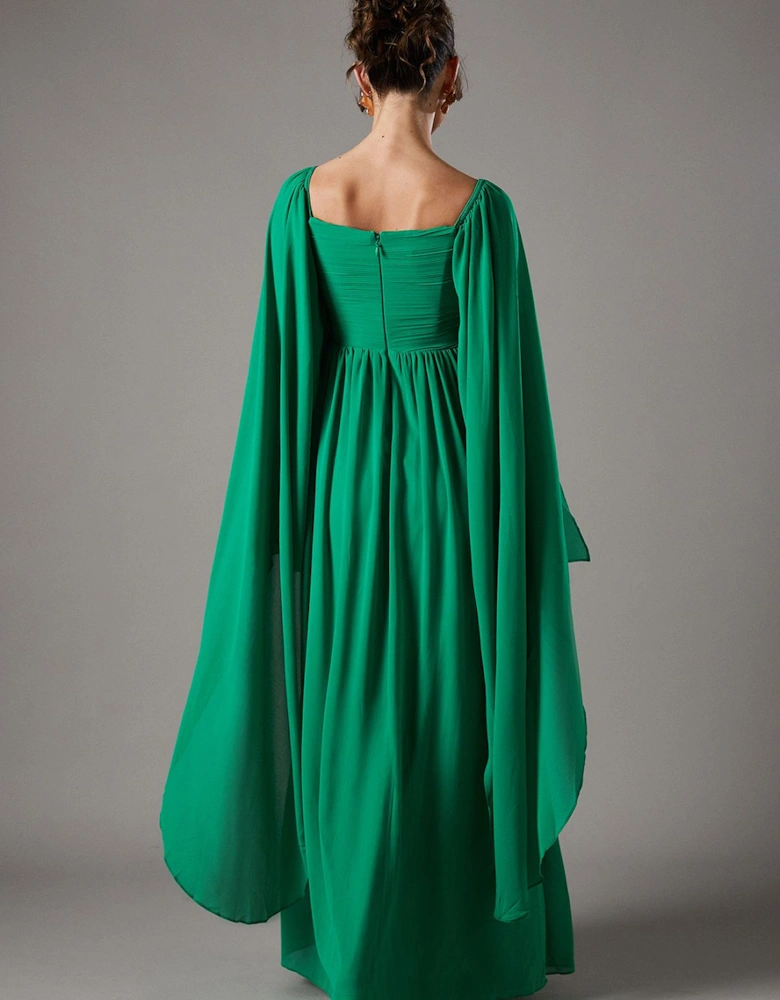 Bardot Maxi Dress With Cape