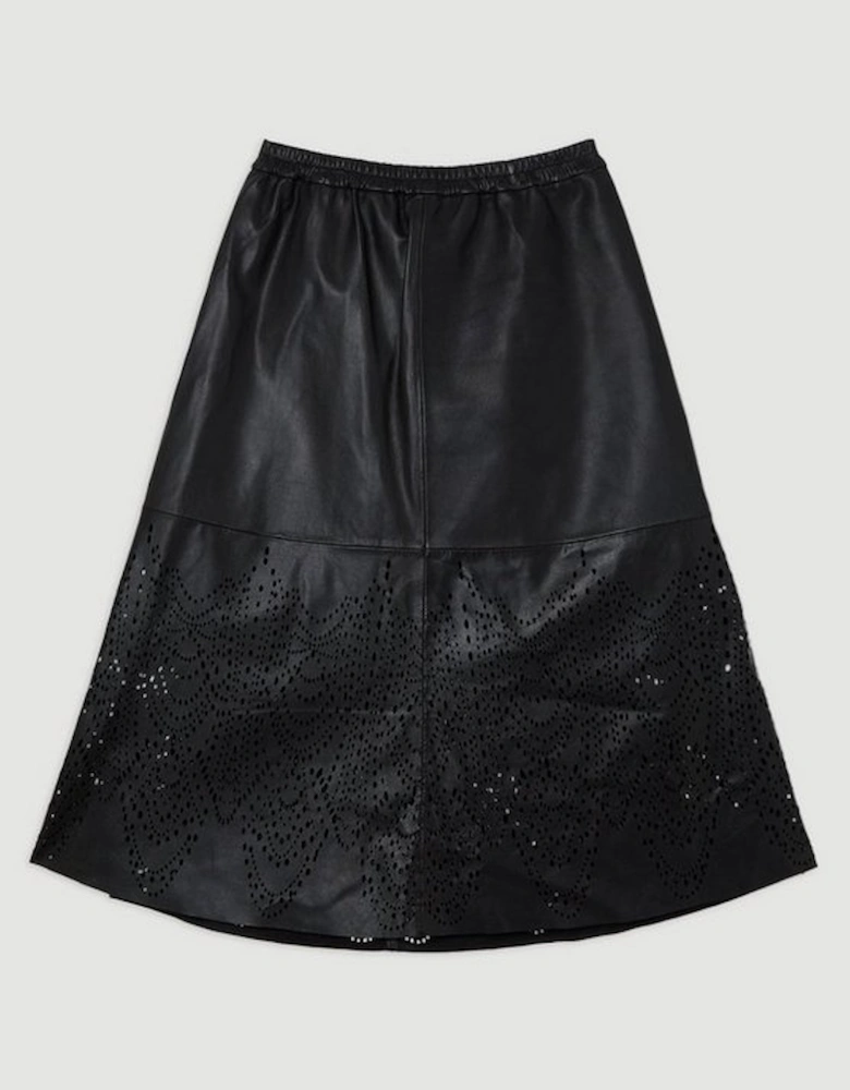 Amelia Graham Leather Cutwork Full Skirt