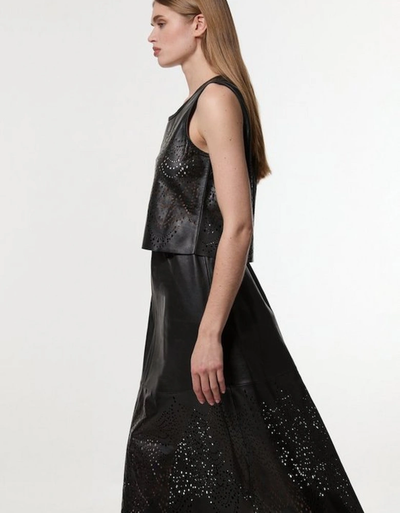 Amelia Graham Leather Cutwork Full Skirt