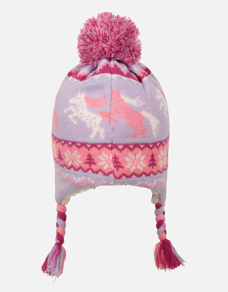 Childrens/Kids Character Unicorn Borg Lined Trapper Hat