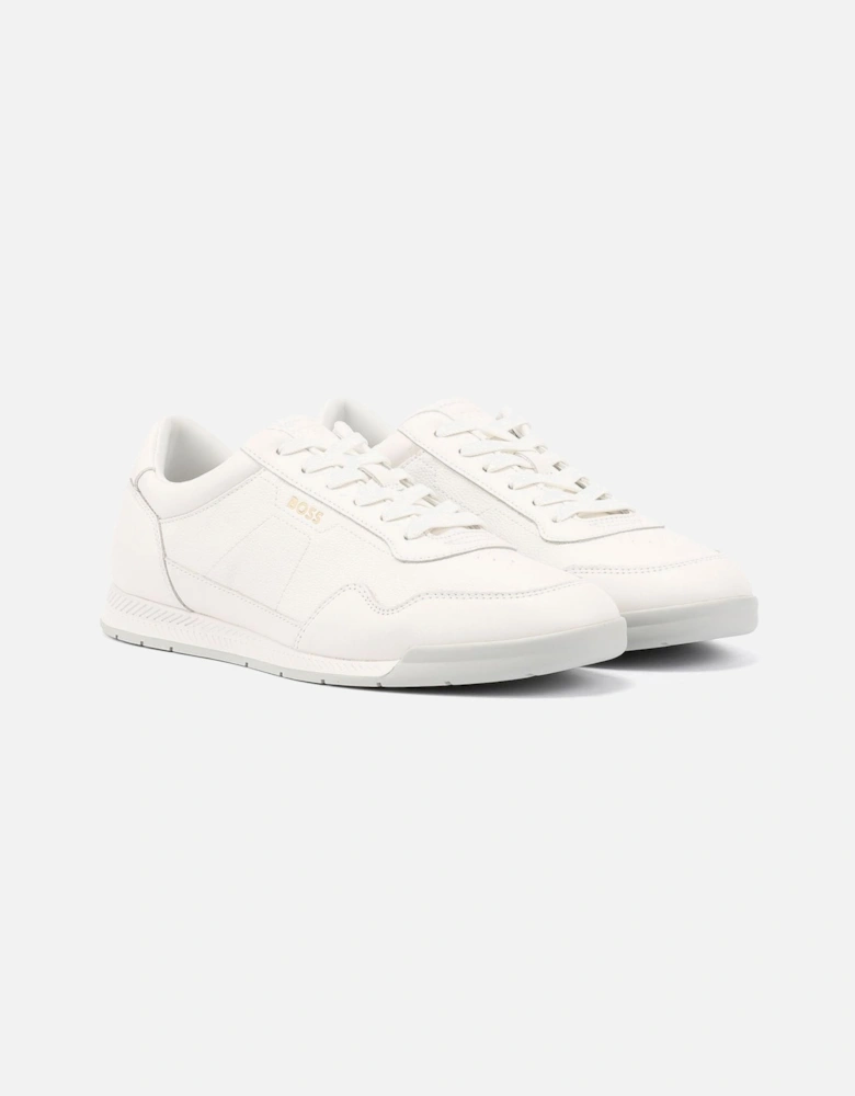 Boss Titanium Leather Men's White Trainers