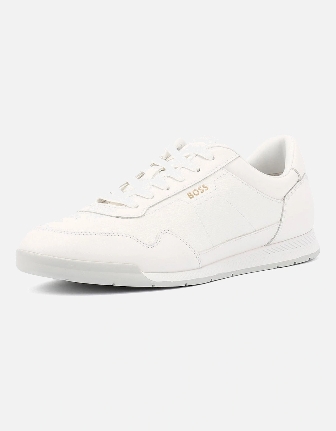 Boss Titanium Leather Men's White Trainers