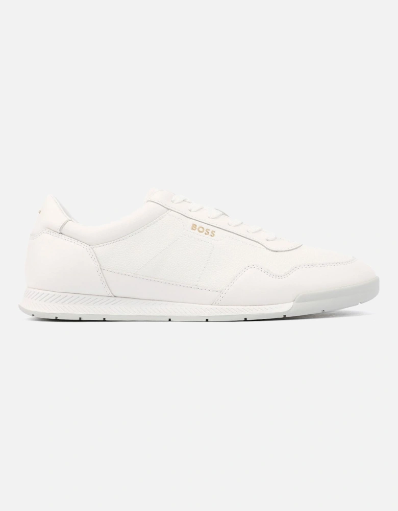 Boss Titanium Leather Men's White Trainers