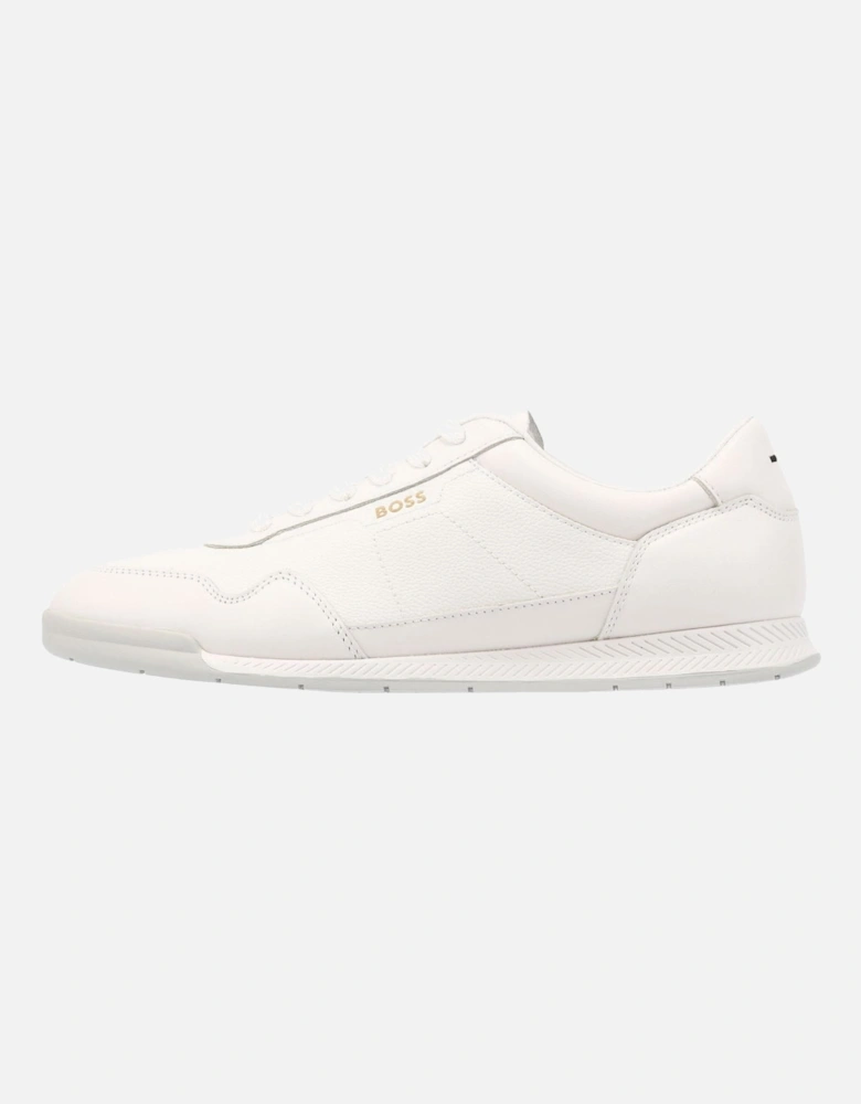 Boss Titanium Leather Men's White Trainers